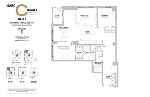 A floor plan for Marc Hagall Apartments showing the layout of Tour 2.
